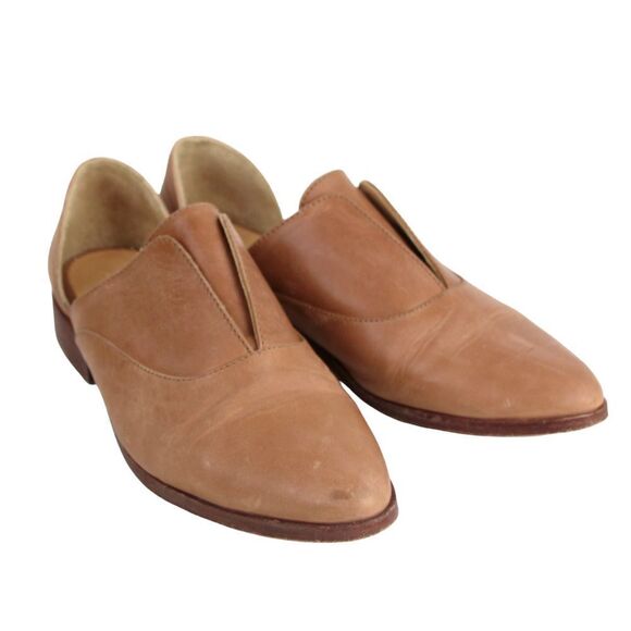 Nisolo TAN BROWN GENUINE LEATHER POINTED TOE LOW HEEL SLIP ON LOAFER SHOES Sz 8 - Picture 6 of 10